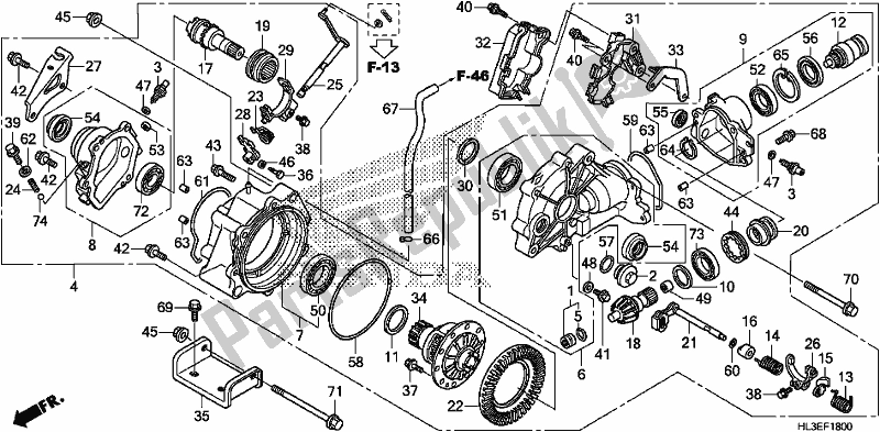 Alle onderdelen voor de Voorste Eindversnelling van de Honda SXS 700M2P 2020