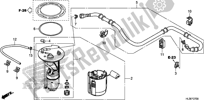 All parts for the Fuel Pump of the Honda SXS 700M2P 2020