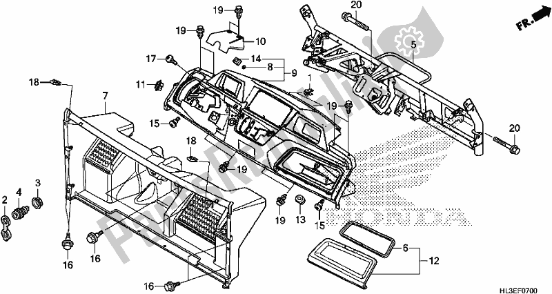 All parts for the Instrument Panel of the Honda SXS 700M2P 2020