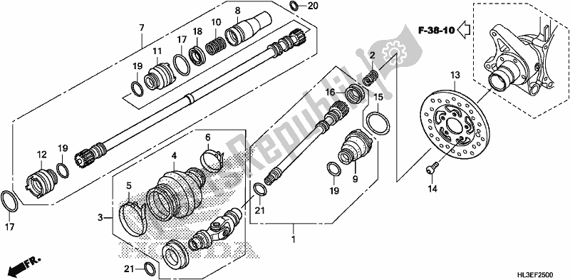 All parts for the Propeller Shaft of the Honda SXS 700M2P 2020