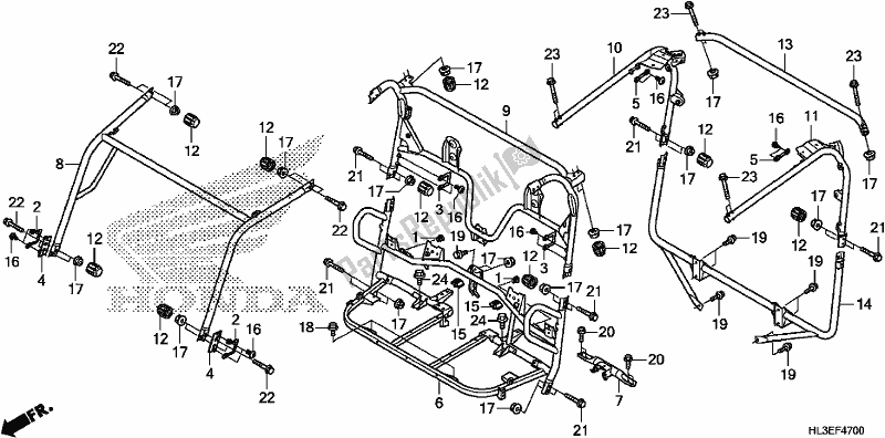 All parts for the Roll Bar of the Honda SXS 700M2P 2020