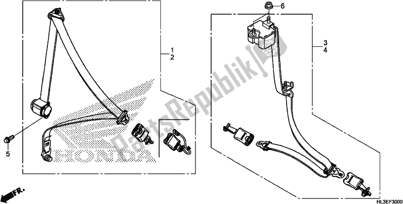 All parts for the Seatbelt of the Honda SXS 700M2P 2020