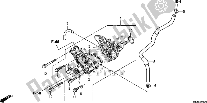 All parts for the Water Pump of the Honda SXS 700M2P 2020