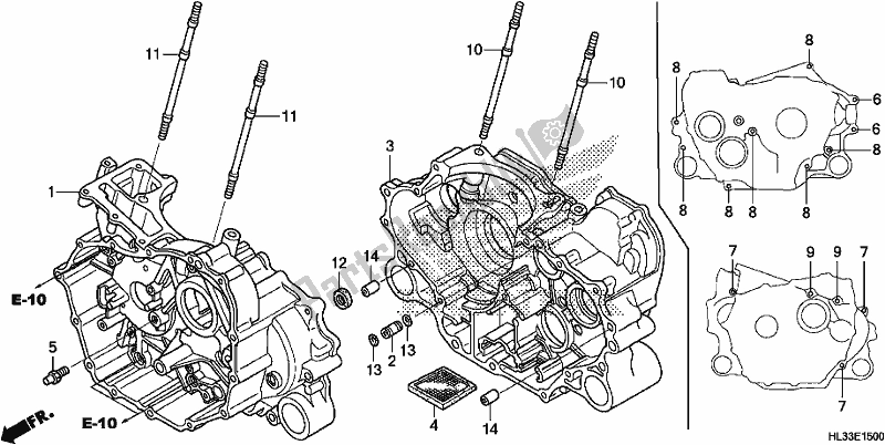 All parts for the Crankcase of the Honda SXS 700M4P 2017