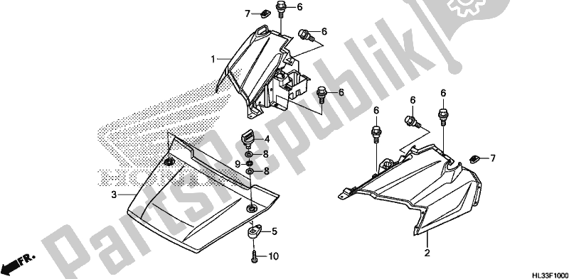 Tutte le parti per il Front Fender/hood del Honda SXS 700M4P 2017