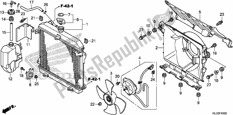 All parts for the Radiator of the Honda SXS 700M4P 2017