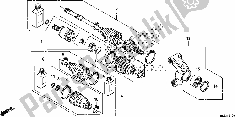 All parts for the Rear Knuckle/rear Driveshaft of the Honda SXS 700M4P 2017