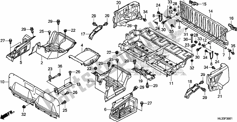 Todas as partes de Bed Plate/rear Gate do Honda SXS 700M4P 2018