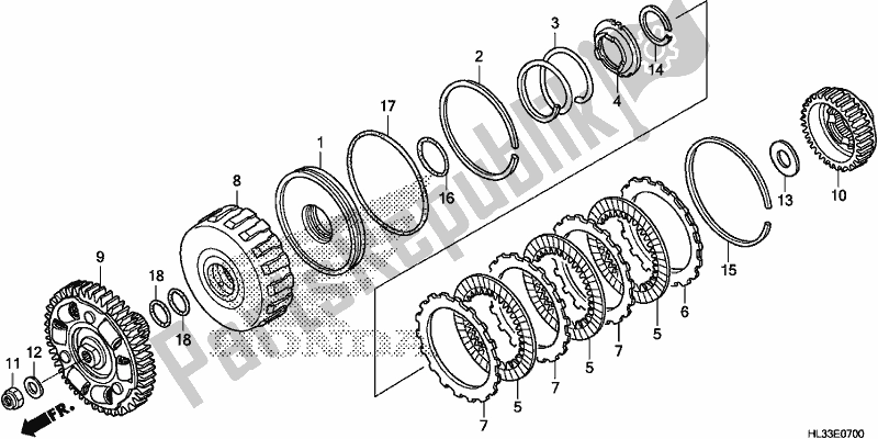 All parts for the Clutch (low) of the Honda SXS 700M4P 2018