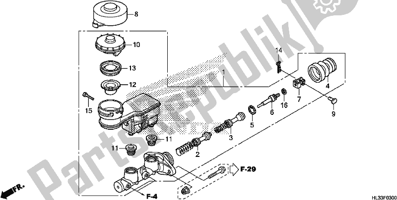 All parts for the Fr. Brake Master Cylinder of the Honda SXS 700M4P 2018