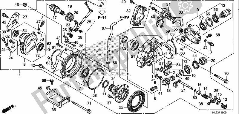 All parts for the Front Final Gear of the Honda SXS 700M4P 2018