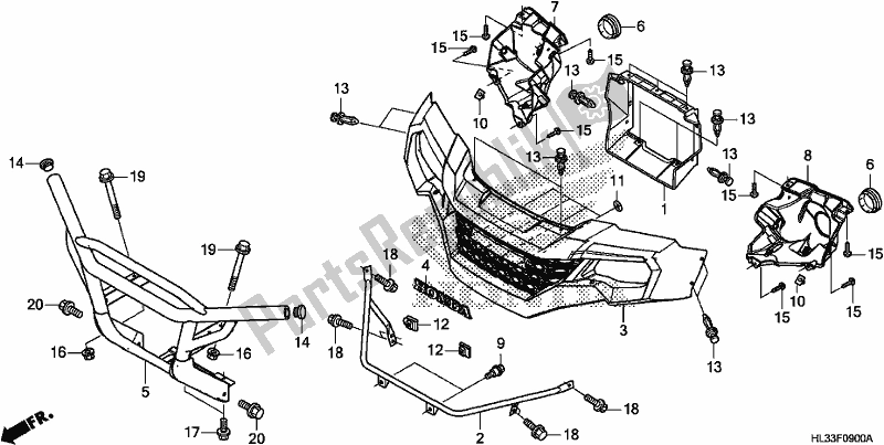 Todas las partes para Front Grille/front Bumper de Honda SXS 700M4P 2018