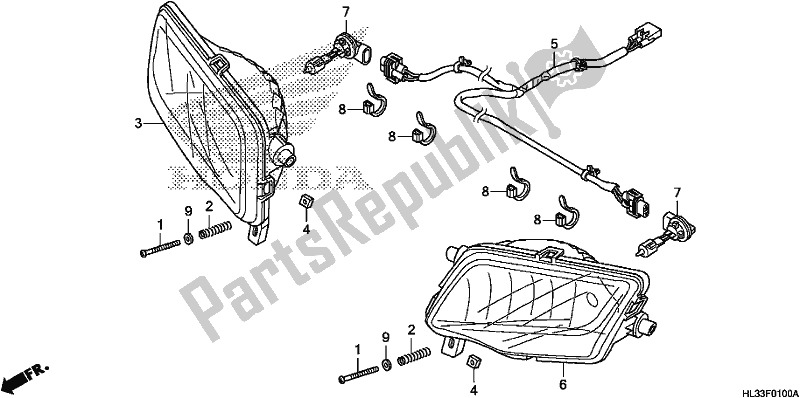 All parts for the Headlight of the Honda SXS 700M4P 2018