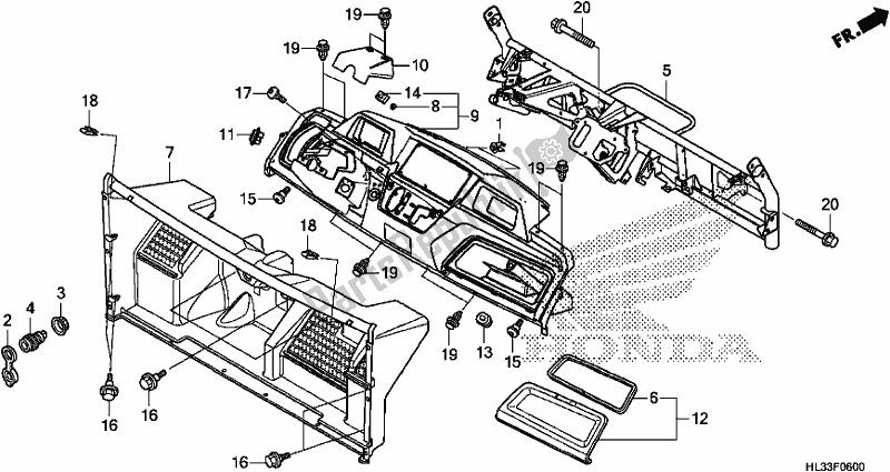 All parts for the Instrument Panel of the Honda SXS 700M4P 2018