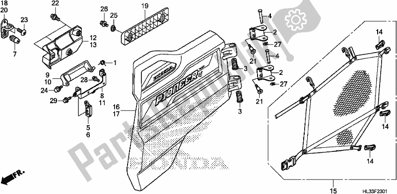 All parts for the Rear Door of the Honda SXS 700M4P 2018