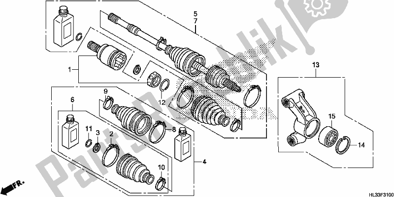 Todas as partes de Rear Knuckle/rear Driveshaft do Honda SXS 700M4P 2018