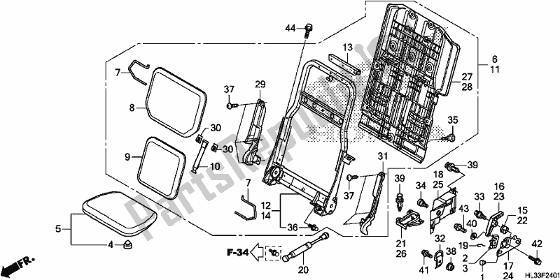 Todas las partes para Asiento Trasero de Honda SXS 700M4P 2018