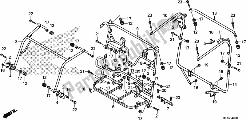 Alle onderdelen voor de Roll Bar van de Honda SXS 700M4P 2018