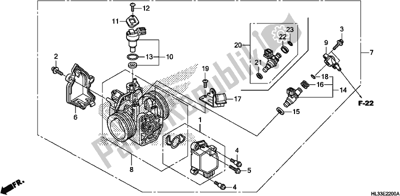 All parts for the Throttle Body of the Honda SXS 700M4P 2018