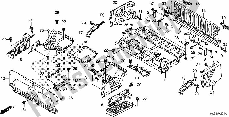 All parts for the Bed Plate/rear Gate of the Honda SXS 700M4P 2019