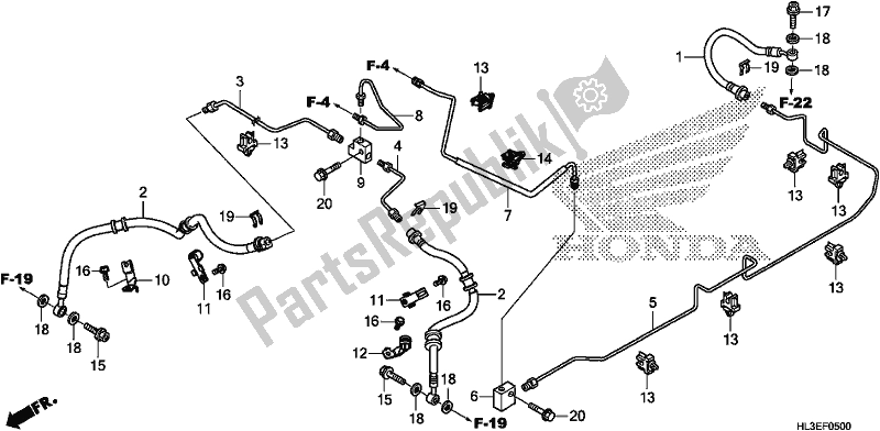 All parts for the Brake Pipe of the Honda SXS 700M4P 2019