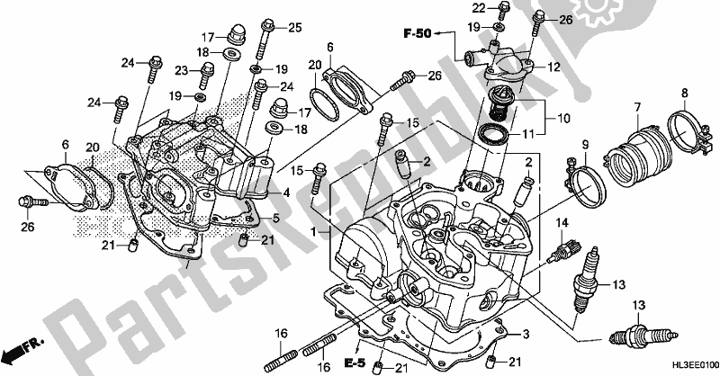 All parts for the Cylinder Head of the Honda SXS 700M4P 2019