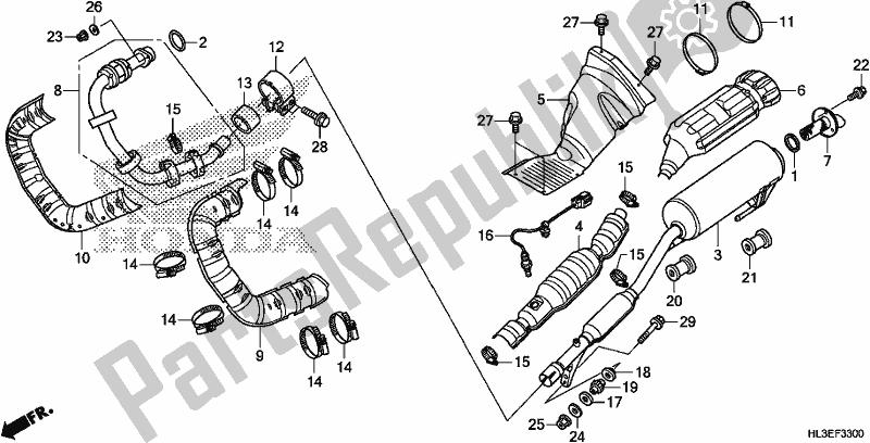 All parts for the Exhaust Muffler of the Honda SXS 700M4P 2019