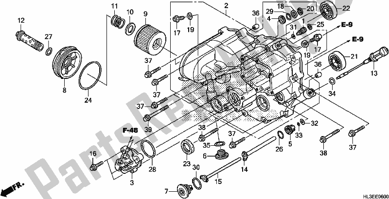 All parts for the Front Crankcase Cover of the Honda SXS 700M4P 2019