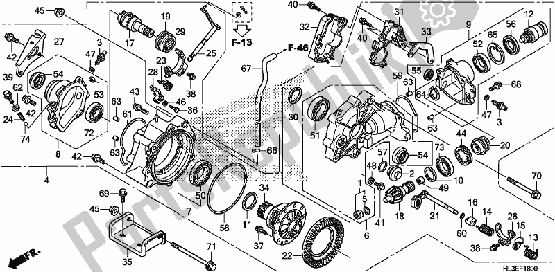 All parts for the Front Final Gear of the Honda SXS 700M4P 2019