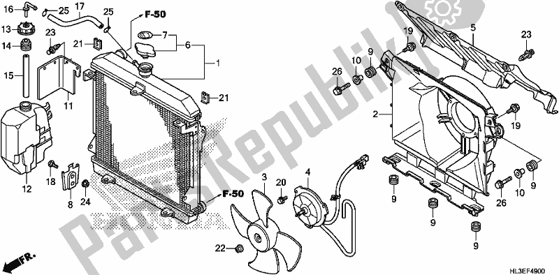 Tutte le parti per il Termosifone del Honda SXS 700M4P 2019