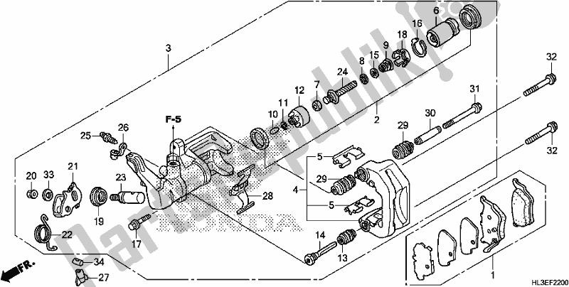 All parts for the Rear Brake Caliper of the Honda SXS 700M4P 2019