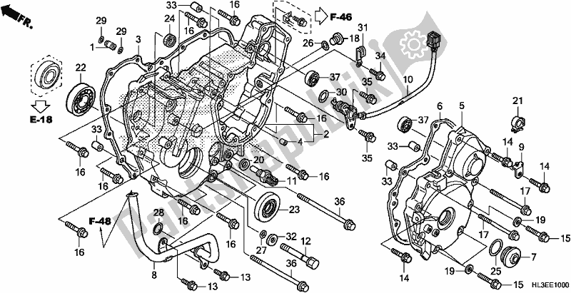 All parts for the Rear Crankcase Cover of the Honda SXS 700M4P 2019