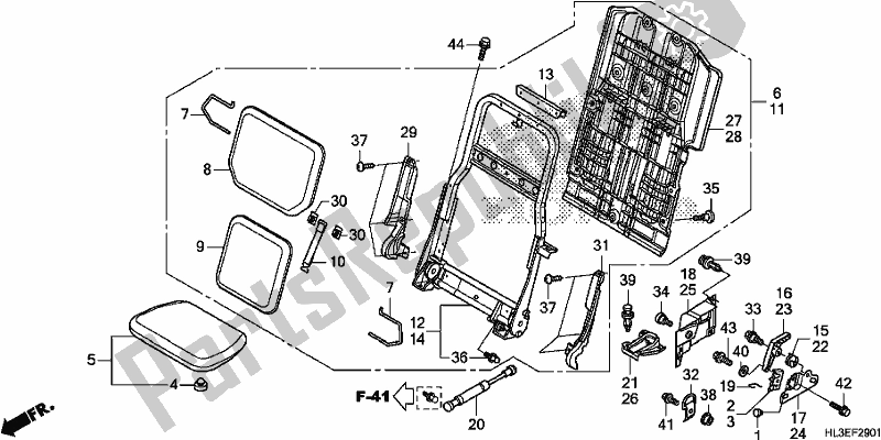 All parts for the Rear Seat of the Honda SXS 700M4P 2019