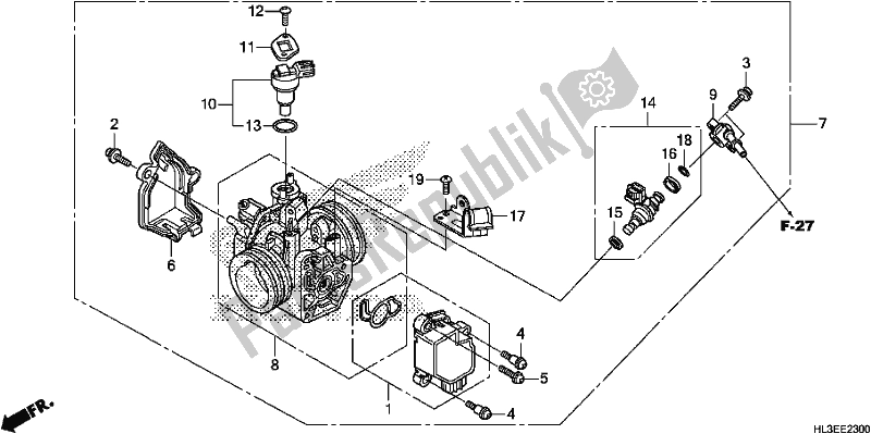 All parts for the Throttle Body of the Honda SXS 700M4P 2019