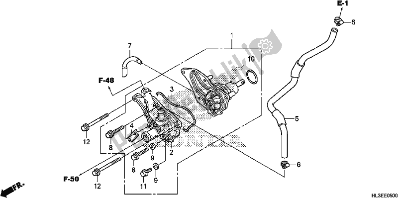 All parts for the Water Pump of the Honda SXS 700M4P 2019