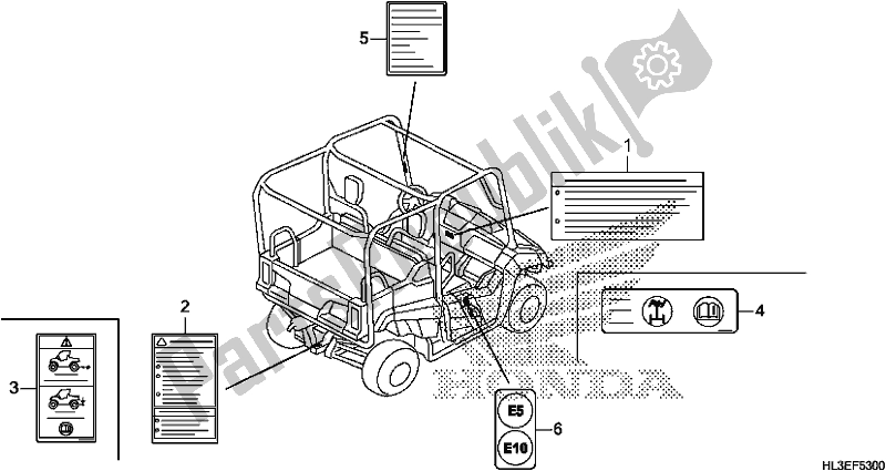 Alle onderdelen voor de Waarschuwingsetiket van de Honda SXS 700M4P 2020