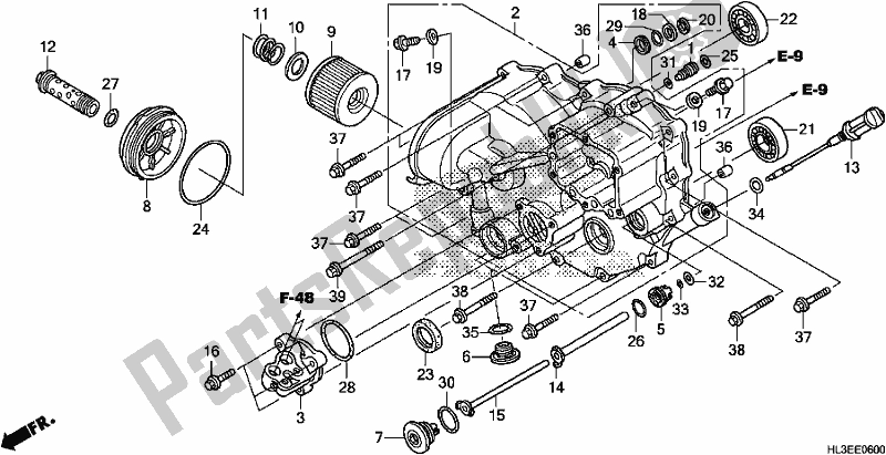 Alle onderdelen voor de Voorste Carterdeksel van de Honda SXS 700M4P 2020