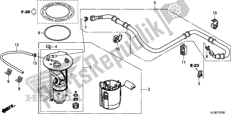 Alle onderdelen voor de Benzine Pomp van de Honda SXS 700M4P 2020