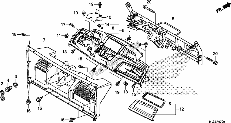 Alle onderdelen voor de Instrumentenpaneel van de Honda SXS 700M4P 2020