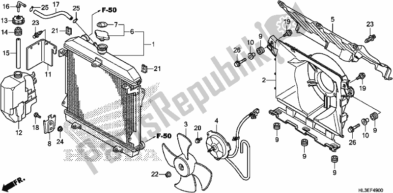 Alle onderdelen voor de Radiator van de Honda SXS 700M4P 2020