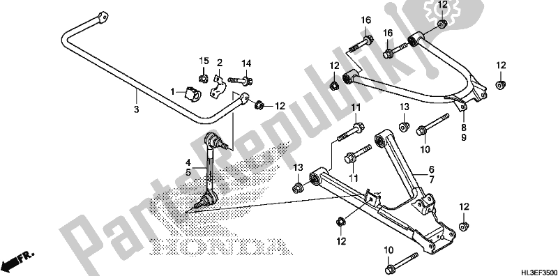 Alle onderdelen voor de Achterste Arm van de Honda SXS 700M4P 2020