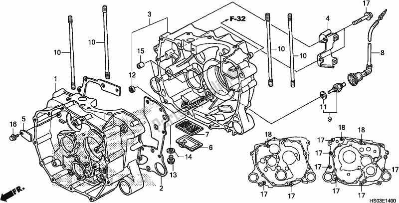 Alle onderdelen voor de Carter van de Honda TRX 250 TM 2017