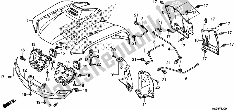 All parts for the Front Fender of the Honda TRX 250 TM 2017