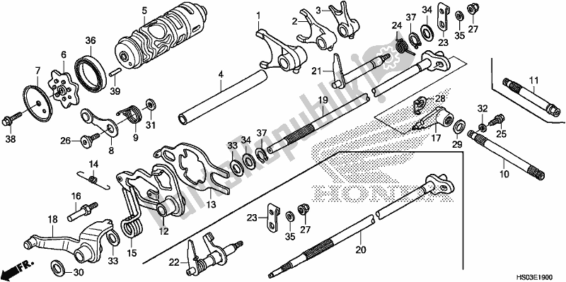 Todas as partes de Tambor De Mudança De Marchas do Honda TRX 250 TM 2017