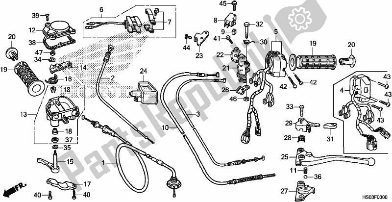 Alle onderdelen voor de Handle Lever/switch/cable van de Honda TRX 250 TM 2017