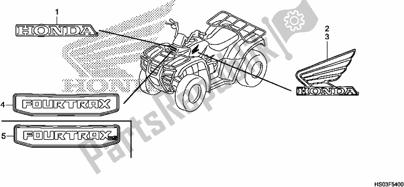 Alle onderdelen voor de Merkteken / Embleem van de Honda TRX 250 TM 2017
