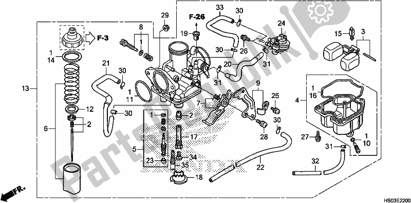 Toutes les pièces pour le Carburateur du Honda TRX 250 TM 2018