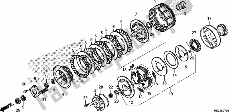 All parts for the Clutch of the Honda TRX 250 TM 2018