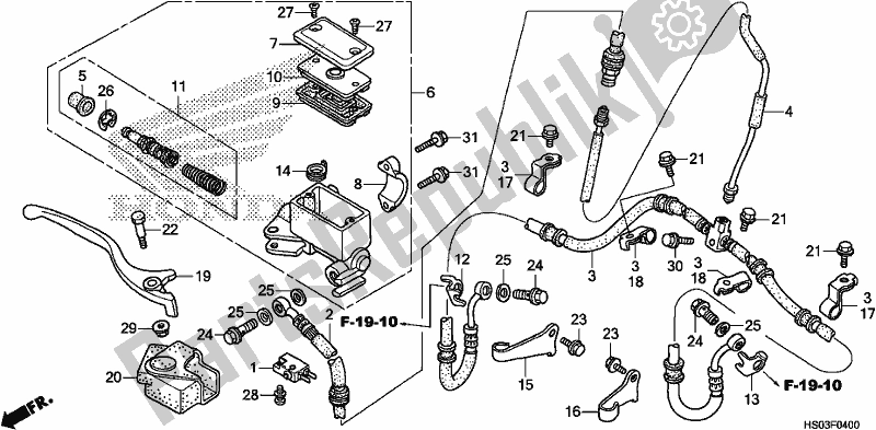 Wszystkie części do G?ówny Cylinder Hamulca Przedniego Honda TRX 250 TM 2018