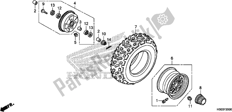 Tutte le parti per il Ruota Anteriore del Honda TRX 250 TM 2018